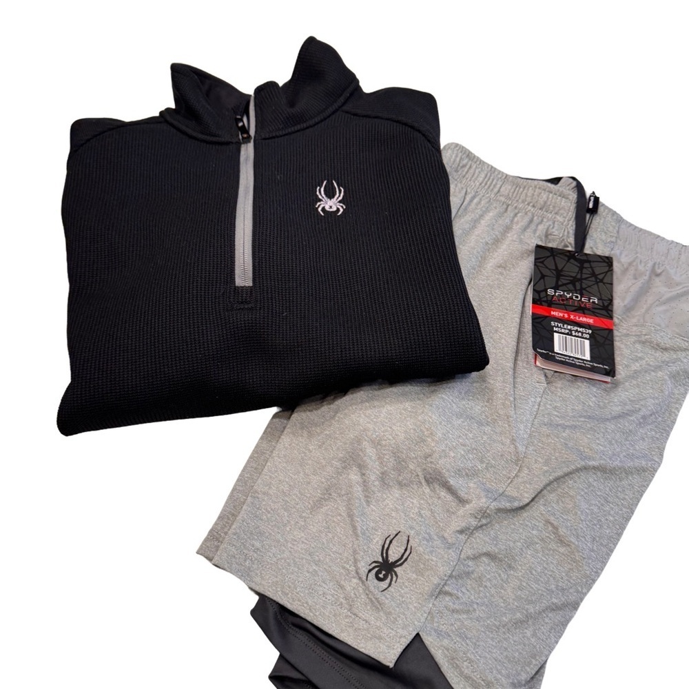 Spyder Men’s Gray Performance Short & Black 1/4 Zip Pullover NEW Size XL